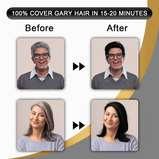 Black Hair Dye Shampoo with Collagen & Argan Oil for Gray Coverage