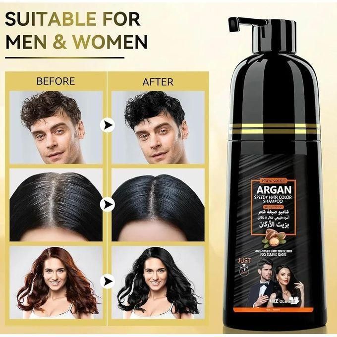 Black Hair Dye Shampoo with Collagen & Argan Oil for Gray Coverage