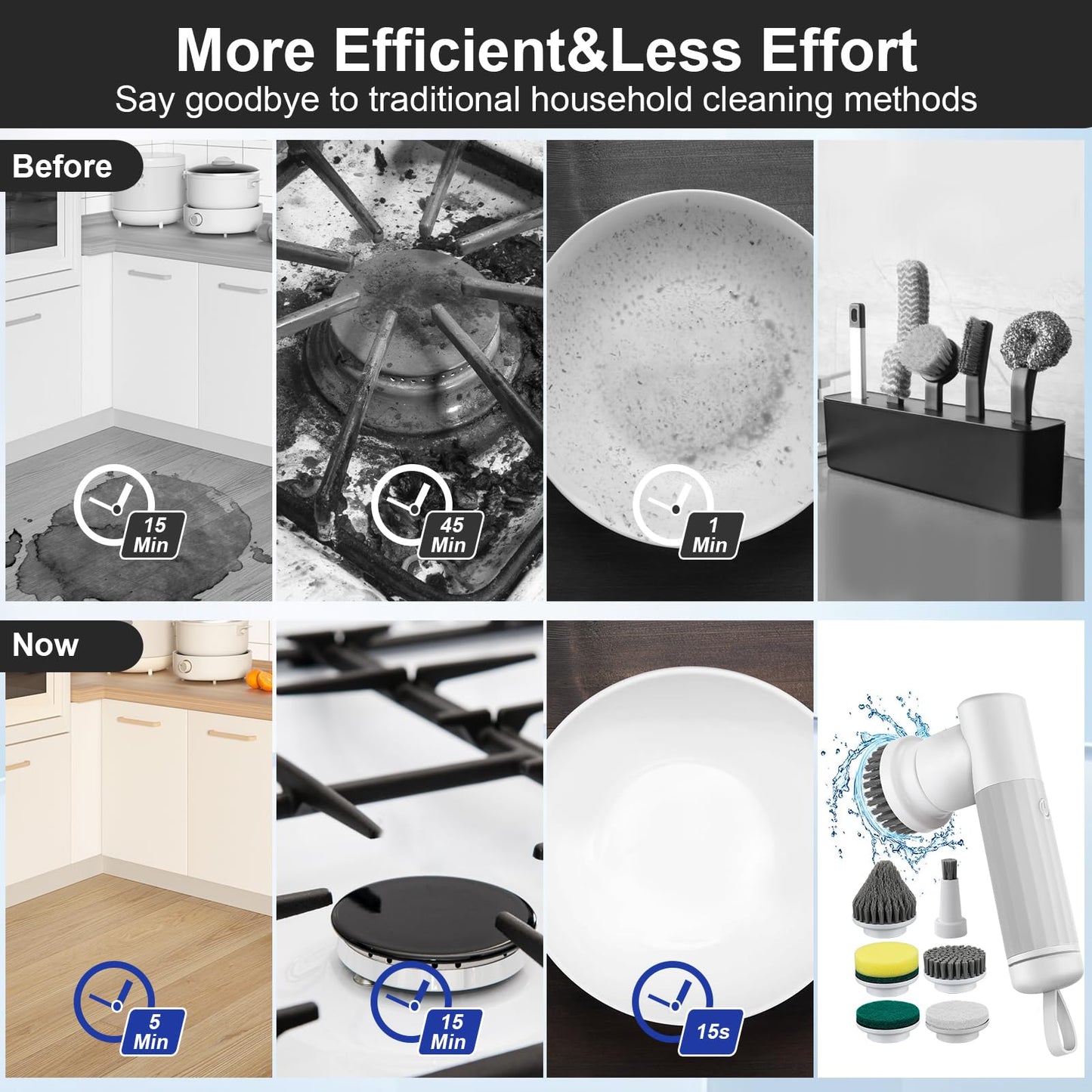 Multifunctional Rotating Electric Cleaning Brush for Kitchen, Tank, Shoes, Dishes