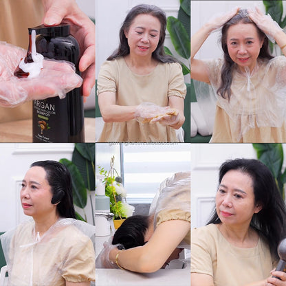Black Hair Dye Shampoo with Collagen & Argan Oil for Gray Coverage