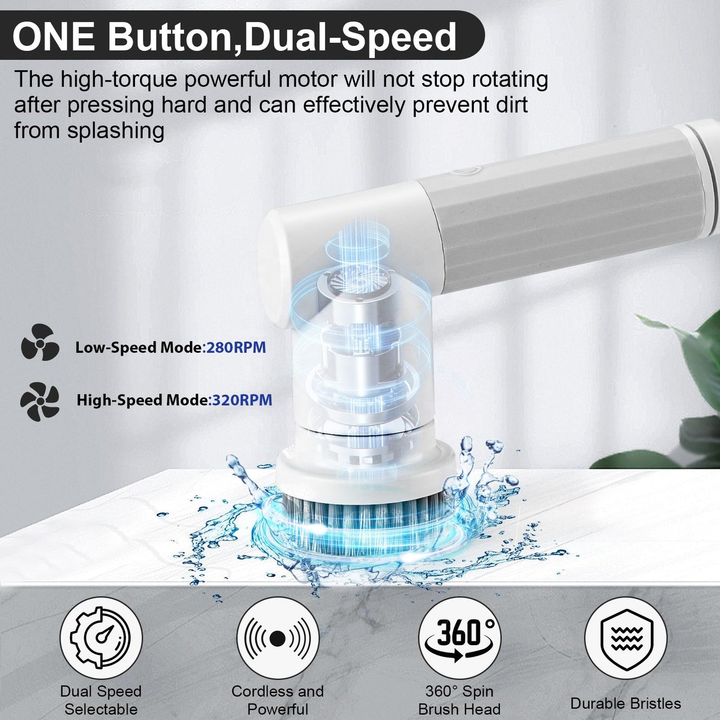Multifunctional Rotating Electric Cleaning Brush for Kitchen, Tank, Shoes, Dishes