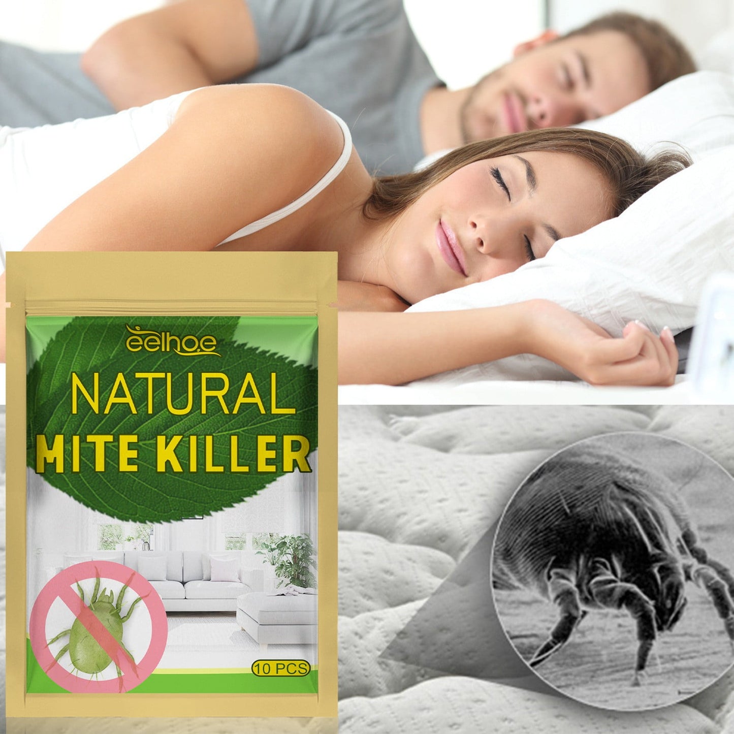 Natural Mite Killer – Non-Toxic, Antibacterial, for Beds, Pillows, Sheets, and Sofas